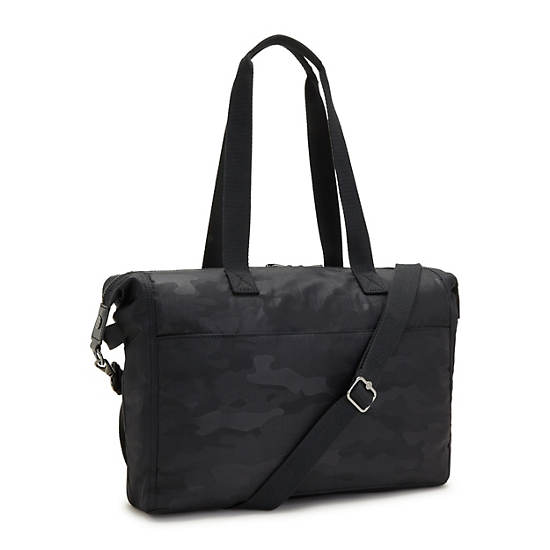 Kipling Ilia Tote Bag Laptop Bags Black Camo Embossed | CA 1301VR